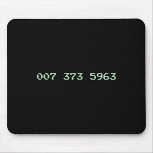 007 373 5963 Video Game Code 1987 80's Retro Games Mouse Pad