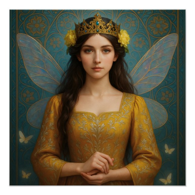 007_A fairy princess in golden yellow.  Poster (Front)