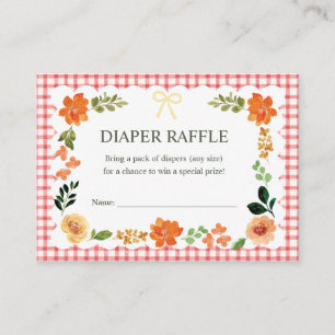 007 Red Gingham Baby Shower Diaper Raffle Enclosure Card