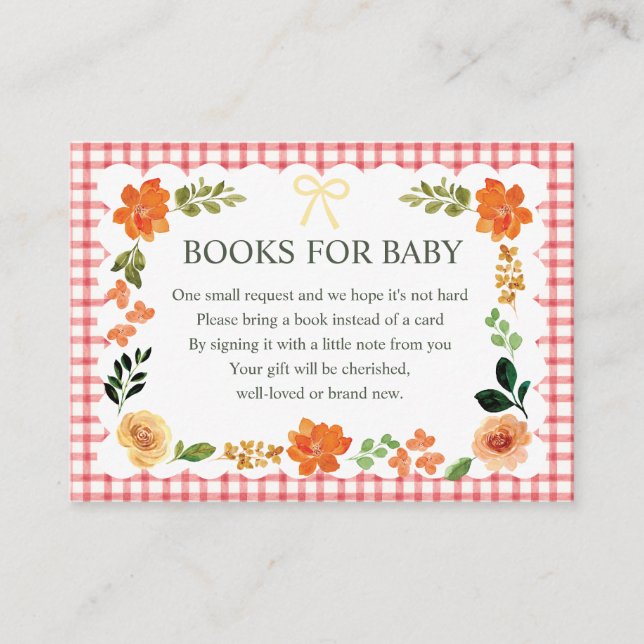 007 Red Gingham Baby Shower Enclosure Card (Front)