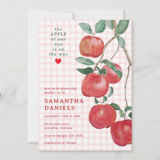 008 Blush Apple of Our Eye Gingham Baby Shower Invitation