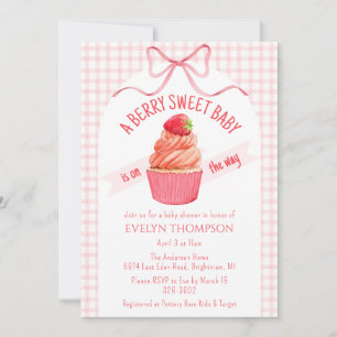 008 Blush Pink Berry Sweet Strawberry Baby Shower Invitation