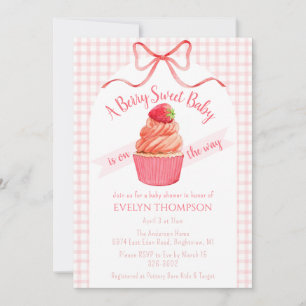 008 Blush Pink Berry Sweet Strawberry Baby Shower Invitation