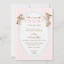 008 Blush Pink Sweet Bunny Gingham Baby Shower