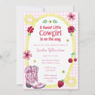 009 Fuchsia Country Cowgirl Baby Shower Invitation