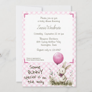 009 Fuchsia Pink • Some Bunny Special Baby Shower Invitation