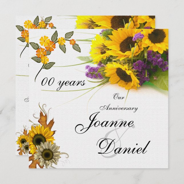 00 Anniversary Invite Sunflowers Flowers (Front/Back)