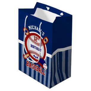 00th Birthday Party - Baseball - Dark Blue Medium Gift Bag