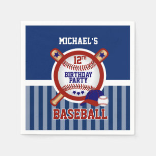 00th Birthday Party - Baseball - Dark Blue Napkin