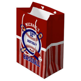00th Birthday Party - Baseball - Dark Red Medium Gift Bag