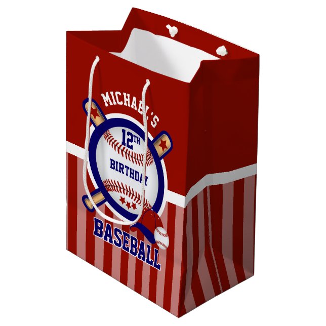 00th Birthday Party - Baseball - Dark Red Medium Gift Bag (Front Angled)