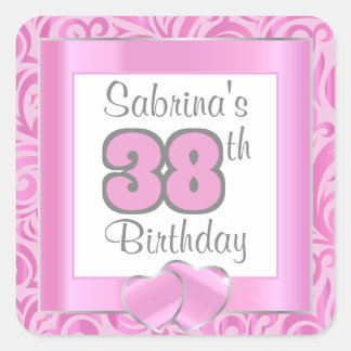 00th Birthday Party | DIY Text | Pink Square Sticker