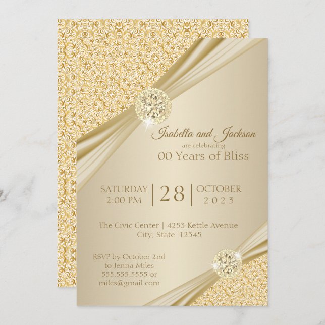 00th Gold Anniversary Design Invitation (Front/Back)