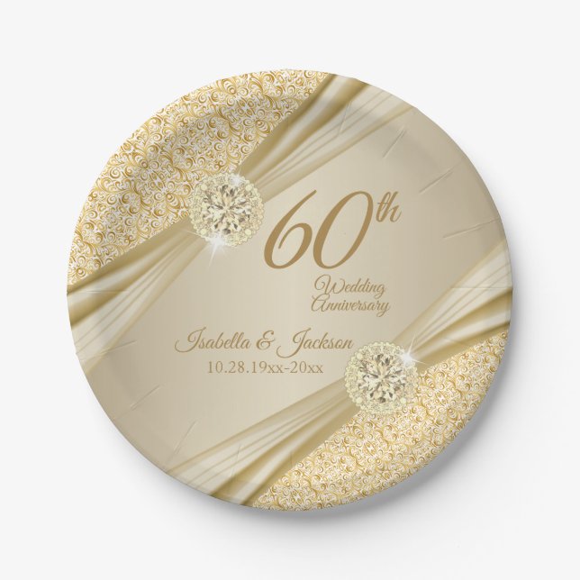 00th Gold Wedding Anniversary Paper Plate (Front)