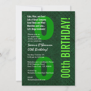 00th Modern Birthday Green Metallic V001 Invitation