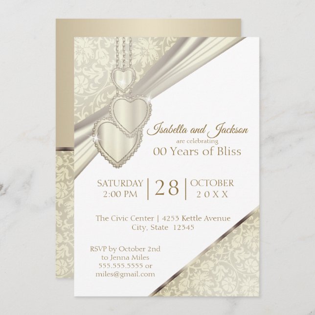 00th Vintage Cream Anniversary Design Invitation (Front/Back)