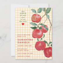 010 Amber Apple of Our Eye Gingham Baby Shower