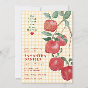 010 Amber Apple of Our Eye Gingham Baby Shower Invitation