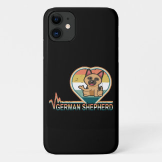 011 Retro German Shepherd Heartbeat Vintage Case-Mate iPhone Case