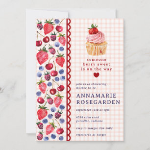 011 Terracotta Berry Patch Cupcake Baby Shower Invitation