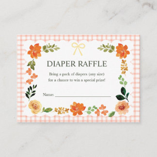 011 Terracotta Gingham Baby Shower Diaper Raffle Enclosure Card