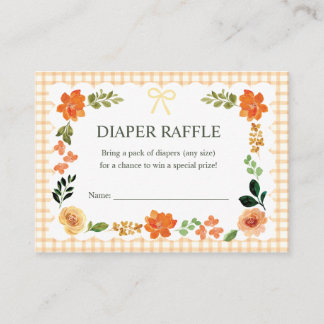 012 Copper Gingham Baby Shower Diaper Raffle Enclosure Card