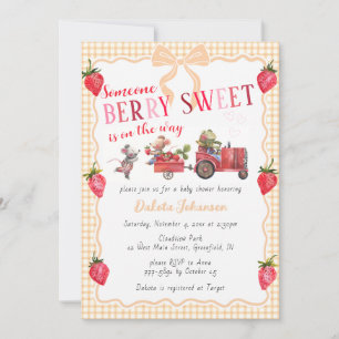 012 Copper Gingham Berry Sweet Farm Baby Shower Invitation
