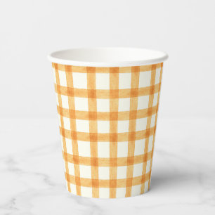 012 Copper Watercolor Gingham Paper Cups