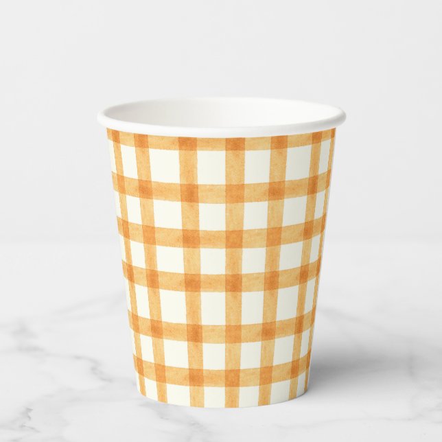 012 Copper Watercolor Gingham Paper Cups (Back)