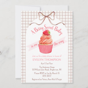 013 Chocolate Berry Sweet Strawberry Baby Shower Invitation