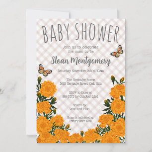 013 Chocolate Brown Butterfly Marigold Baby Shower Invitation