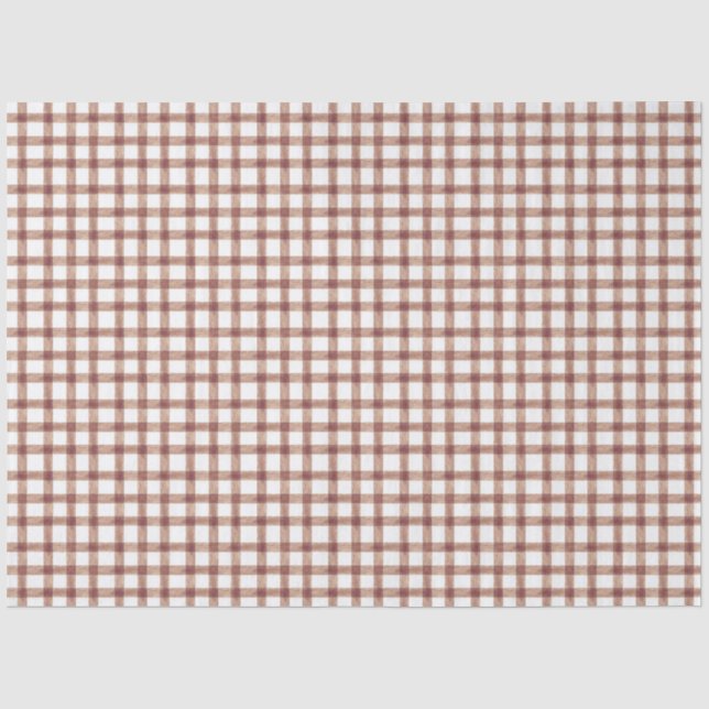 013 Chocolate Brown Gingham Tissue Paper (Front)