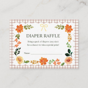 013 Chocolate Gingham Baby Shower Diaper Raffle Enclosure Card