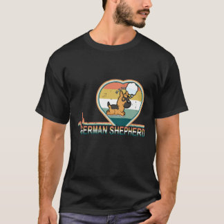 013 Retro German Shepherd Heartbeat Vintage T-Shirt
