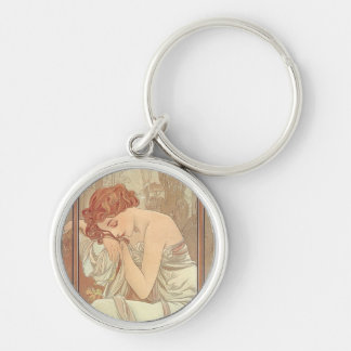 014-012 Alphonse Mucha "Time Flow: Night Peace" Key Ring