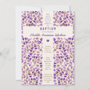 014 Latte Stained Glass Garden Gingham Baptism Invitation