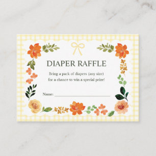 015 Lemon Gingham Baby Shower Diaper Raffle Enclosure Card