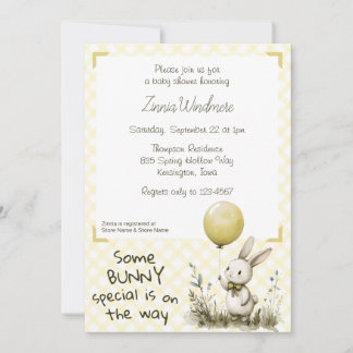 015 Lemon Yellow • Some Bunny Special Baby Shower Invitation