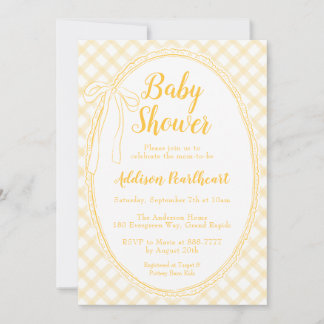 016 Marigold Heirloom Lace Gingham Baby Shower Invitation