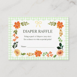 017 Moss Gingham Baby Shower Diaper Raffle Enclosure Card