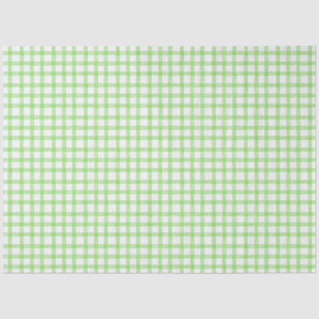 017 Moss Green Gingham Tissue Paper (Front)