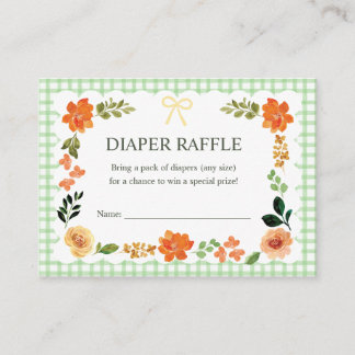 018 Grass Gingham Baby Shower Diaper Raffle Enclosure Card