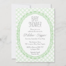 018 Grass Vintage Lace Frame Gingham Baby Shower