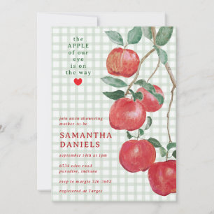 019 Forest Apple of Our Eye Gingham Baby Shower Invitation