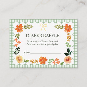 019 Forest Gingham Baby Shower Diaper Raffle Enclosure Card