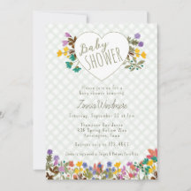 019 Forest Gingham Garden Heart Floral Baby Shower