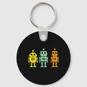01 10 11 Robot Funny Binary Code Robots 01 10 11 Key Ring