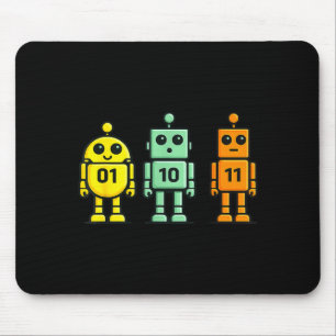 01 10 11 robot funny binary code robots 01 10 11 mouse pad