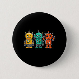 01 10 11 Robot Funny for Men Women Kids Survivor 6 Cm Round Badge