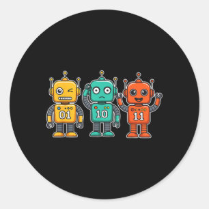 01 10 11 Robot Funny for Men Women Kids Survivor Classic Round Sticker